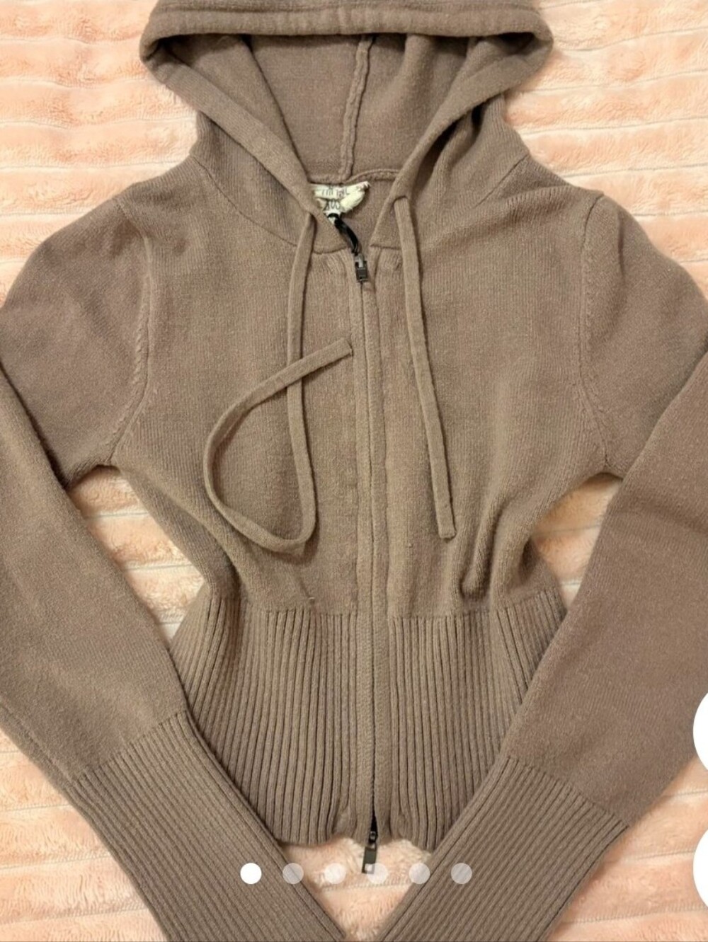 Hippie Rose Youth Small Hooded Zip Sweater in Taupe